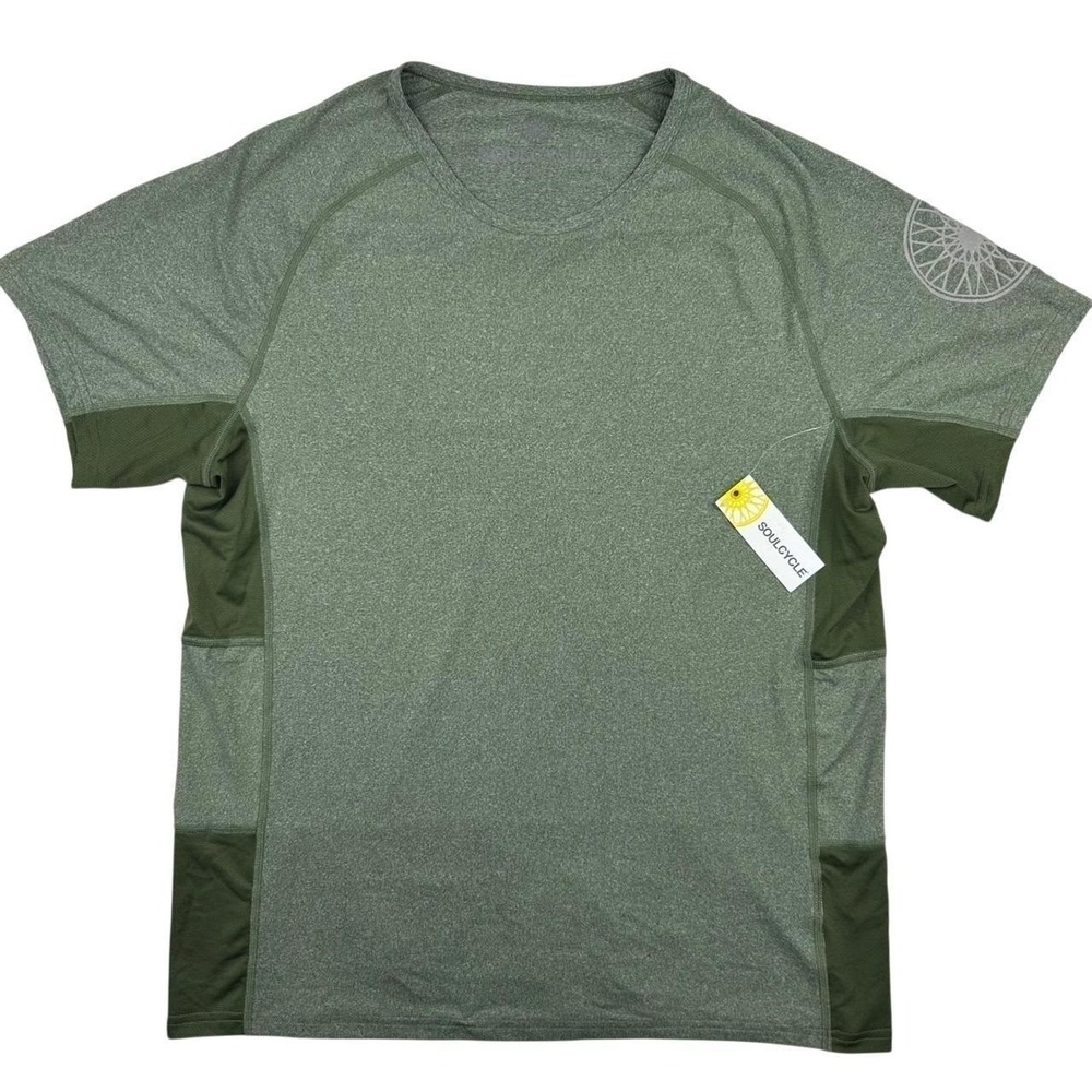 SoulCycle Mens Melange Raglan Sleeve Performance T-Shirt Green Gables Large NEW